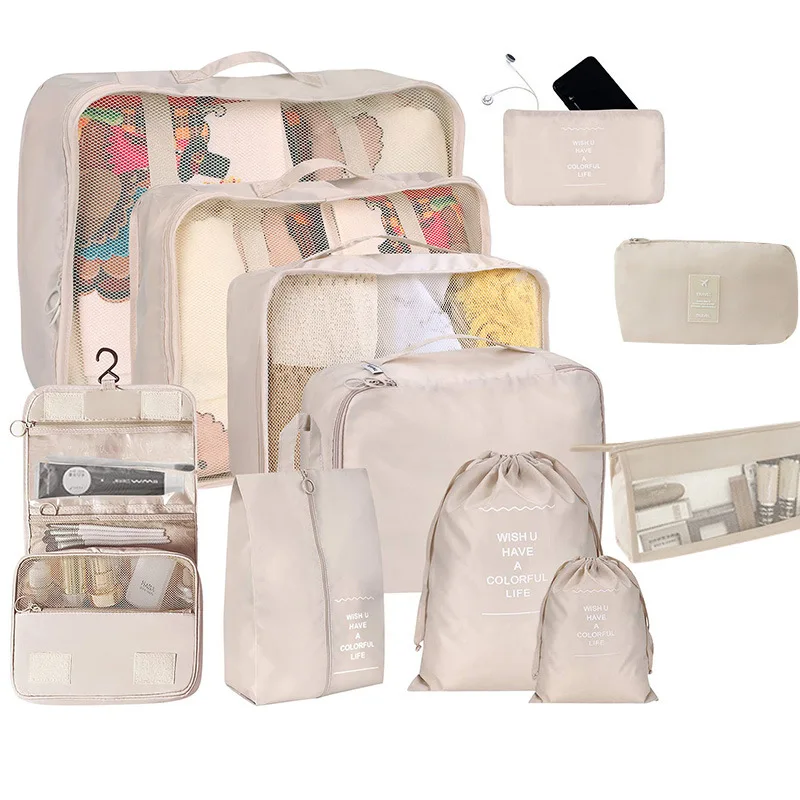 Foldable large capacity 7/8 set packing cubes luggage storage bags underwear socks shoes storage bag luggage sets travel bag