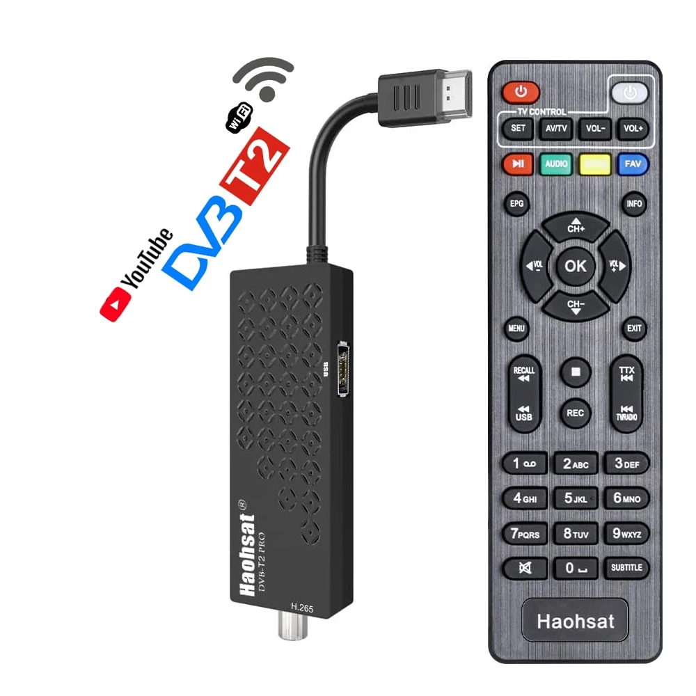 Haohsat DVB T2 Pro Digital USB WIFI 1080p Hevc 10Bit H.265 Amazon Fire TV Stick 4K For Russia Poland Italy Germany France Spain