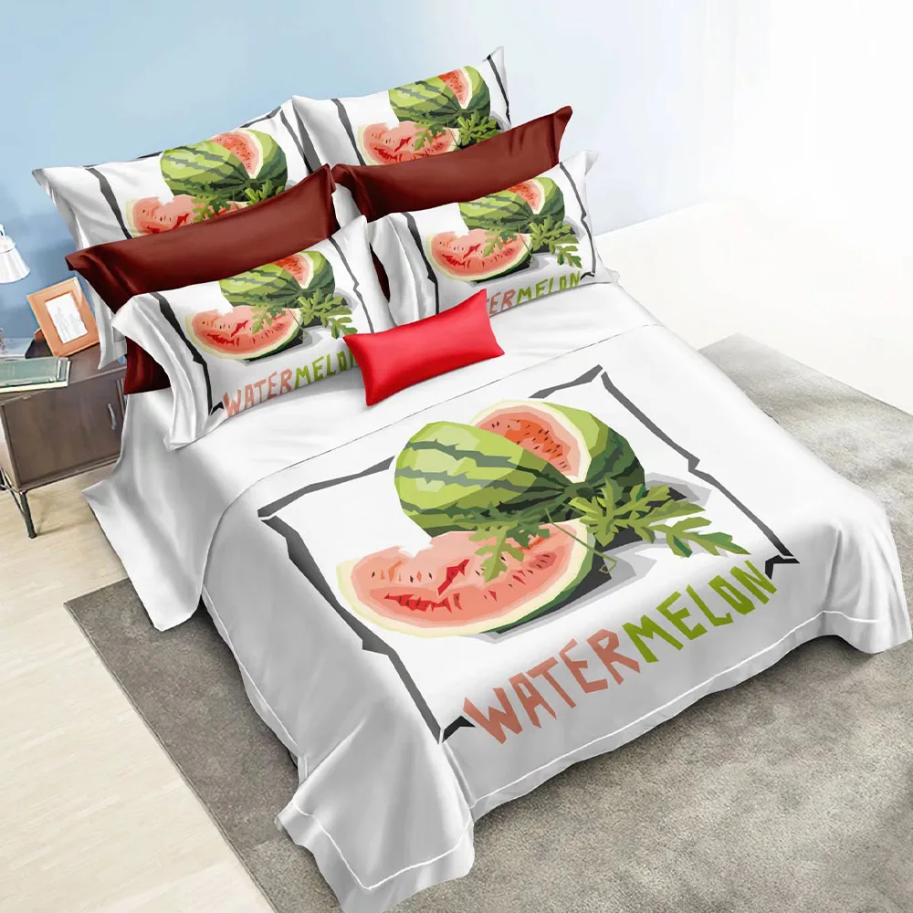 High Quality 3D Printed  Kids Bedsheet Cartoon Summer Bedding Set Watermelon Microfiber Bed Sheets For Children