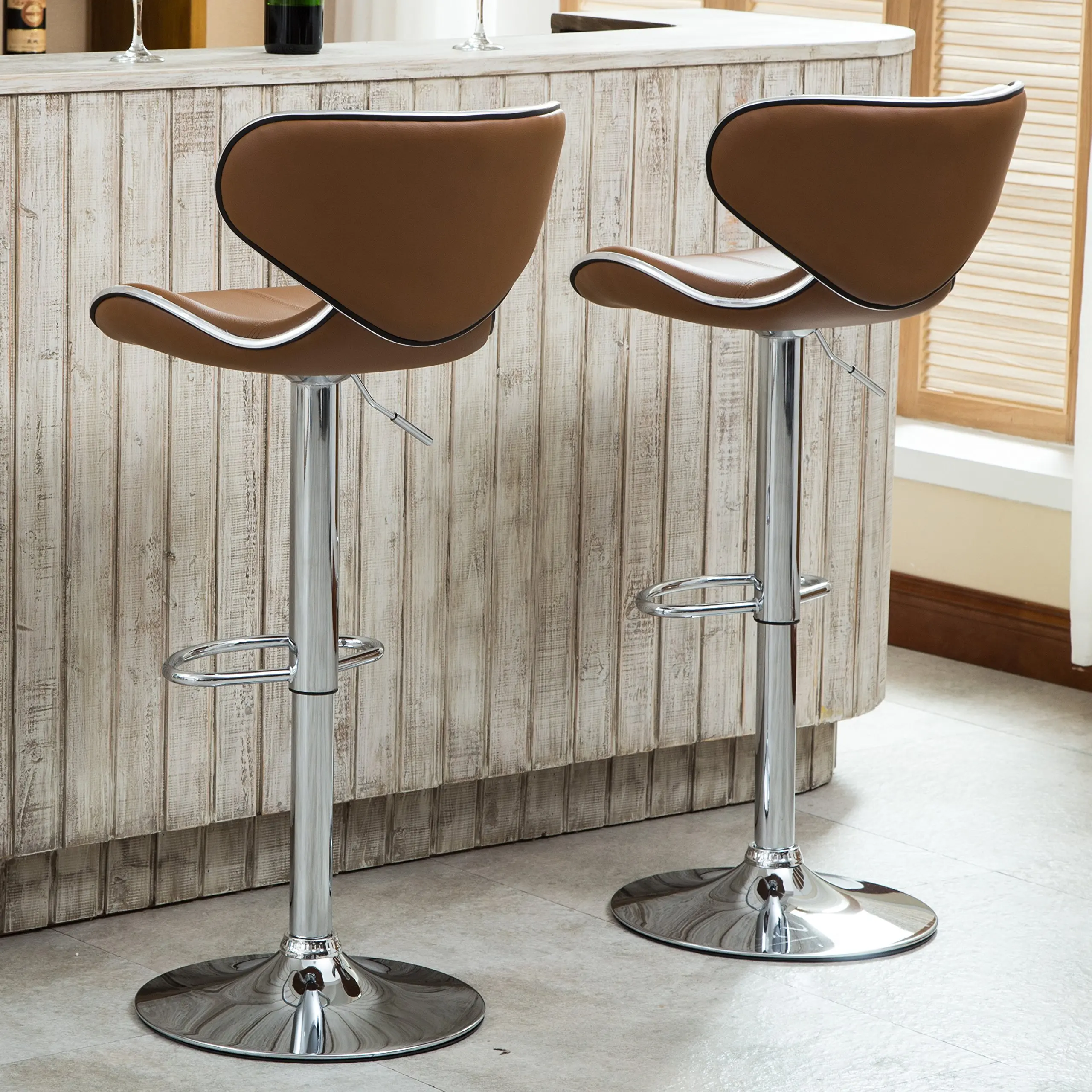 High Bar Chair Stool Shell Back Minimalist Bar Chairs Modern Adjustable Swivel Bar Stool Chair For Kitchen