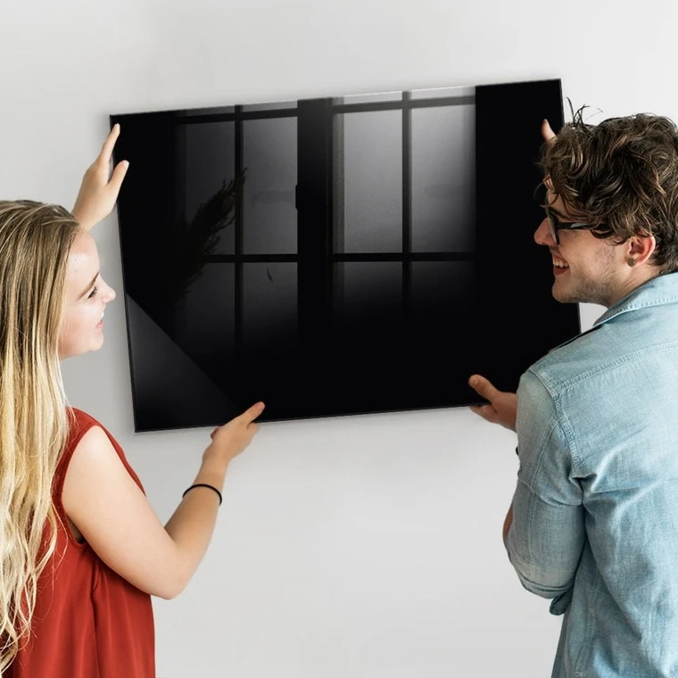 Wall Mounting Magnetic Black Glass Dry Erase Board with Whiteboard Marker for Office School Home Kids 60 x 40 cm