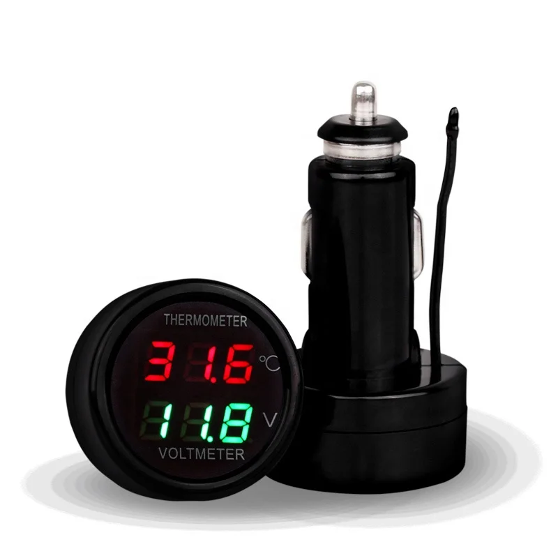 New Hot Charger 12V 24V Car Motorcycle LED DC Dual Digital LED car Display Voltmeter Thermometer Waterproof Meter Wholesale