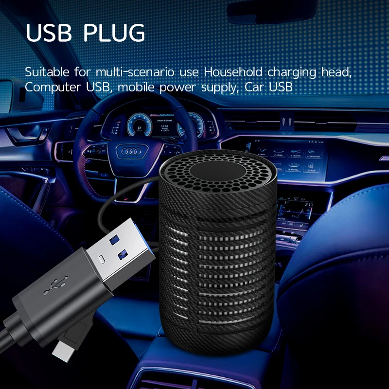 Amazon hot sell aroma diffuser uv light air cleaner mini portable USB HEPA Filter personal Car air purifier