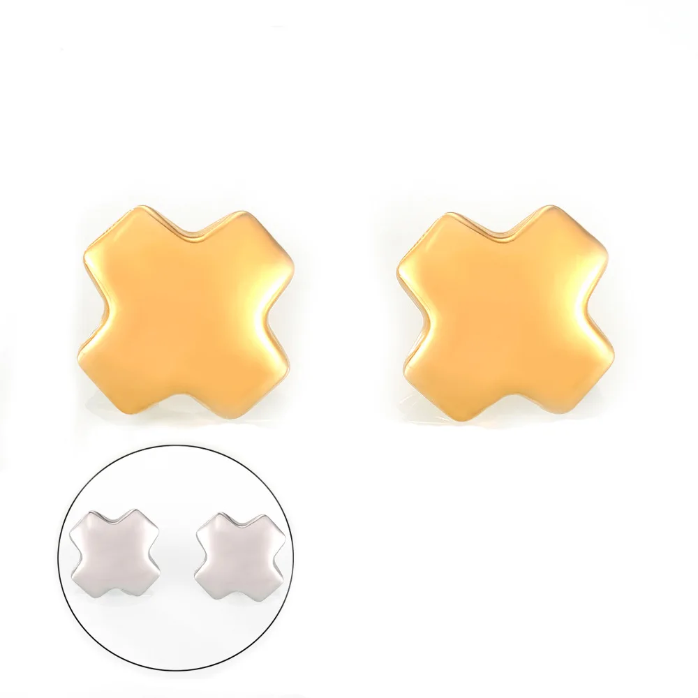 Hot Sale Stainless Steel 18k Gold Plated Stud Earrings Large Cross Stud Earrings for Women Girl Gift