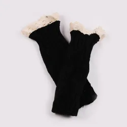Autumn and winter new style acrylic knitted lace lotus leaf lace wrist sleeve