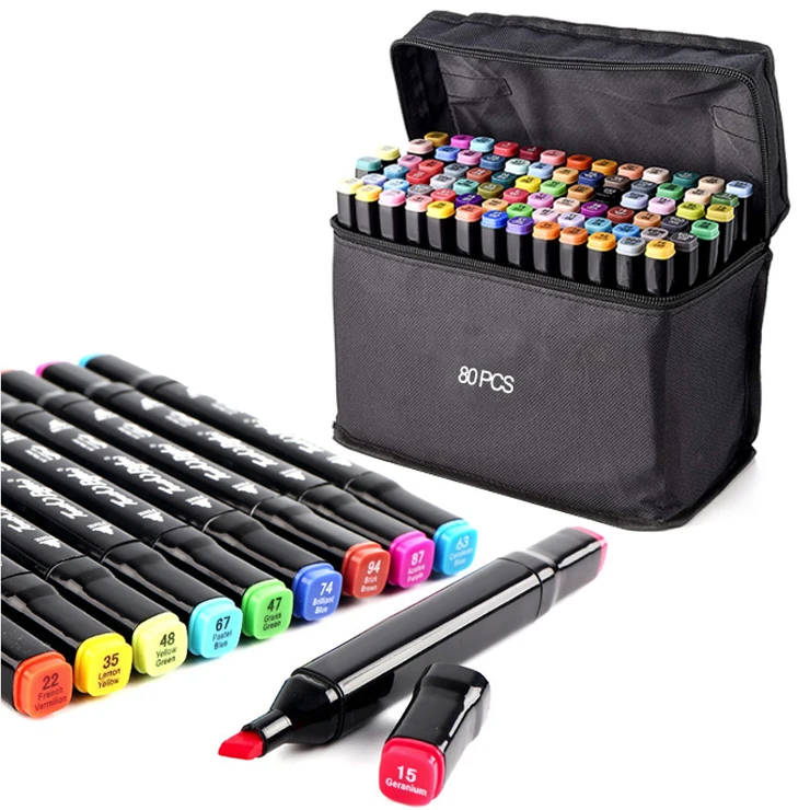 80 color customizable dual tip alcohol markers set