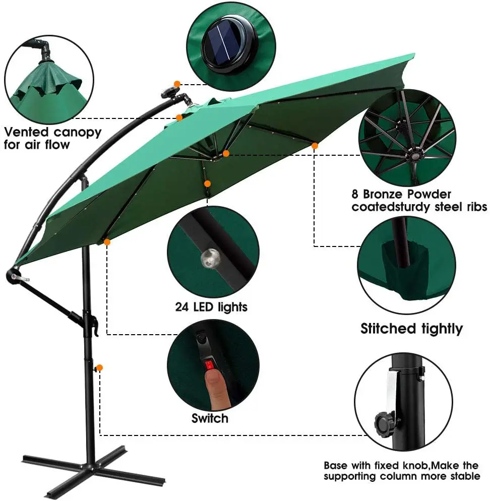 Garden Patio Balcony Hotel Restaurant Retractable Wheather Hawaiian Umbrella Outdoor Umbrella