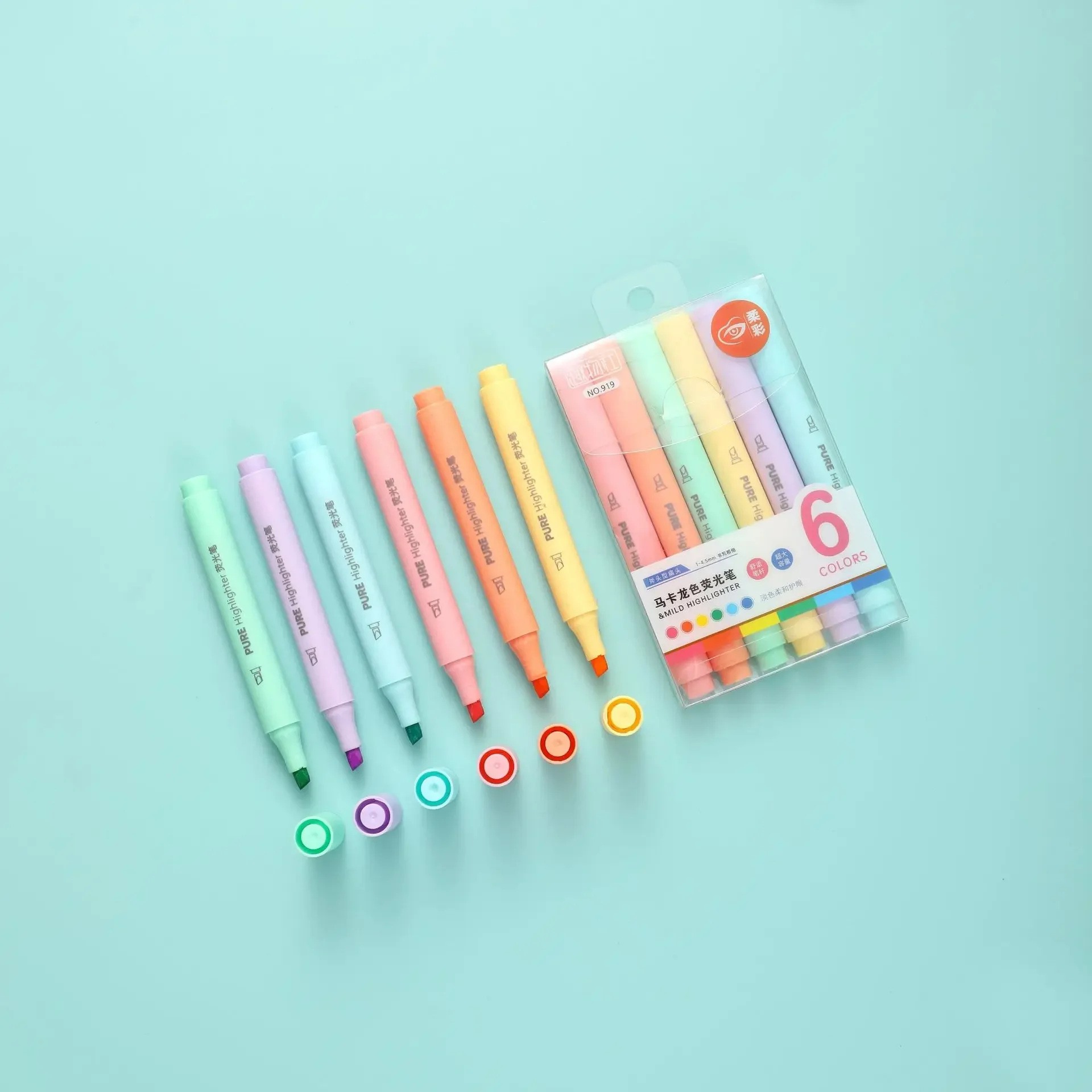 6pcs Set Pastel Color Macaron Highlighter Pen Marker Pens Fluorescent Pen Drawing Highlighters Cute Stationery School Supplies
