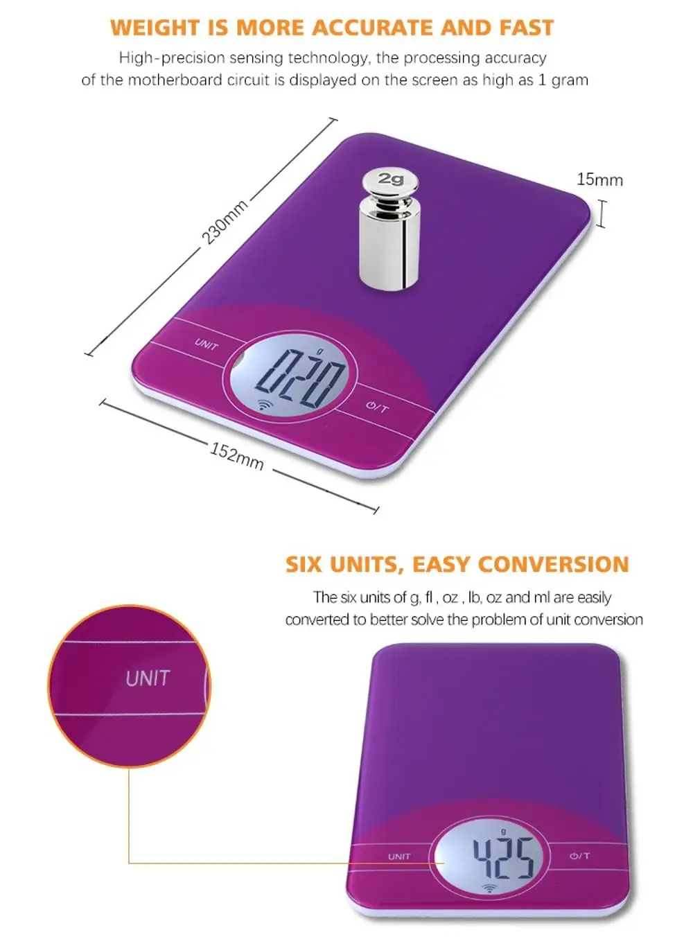 3 5 10 15 25 Kg 0.01 1g Precise electronic weight app wifi digital smart kitchen scales with big display highly