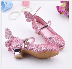 007  Fashion New Design Kids Princess Shoes Sequined Baby Little Girls Wedding Party Shoes 2019