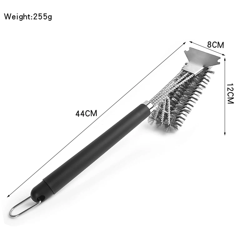 Barbecue Oven Cleaner Tools Stainless Steel Wire BBQ Brush Bristle Grill Cleaning Brush With Scraper