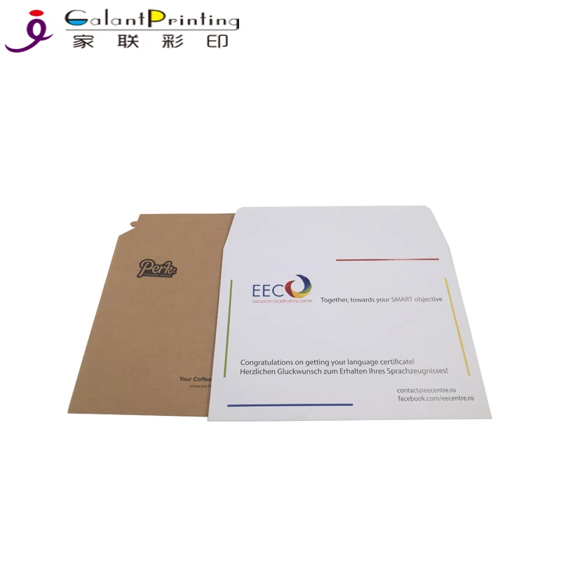 Custom Printing Logo A4/A5 Size Rigid Kraft Folder CD/DVD White Thick Envelope Cardboard Cardboard Envelopes