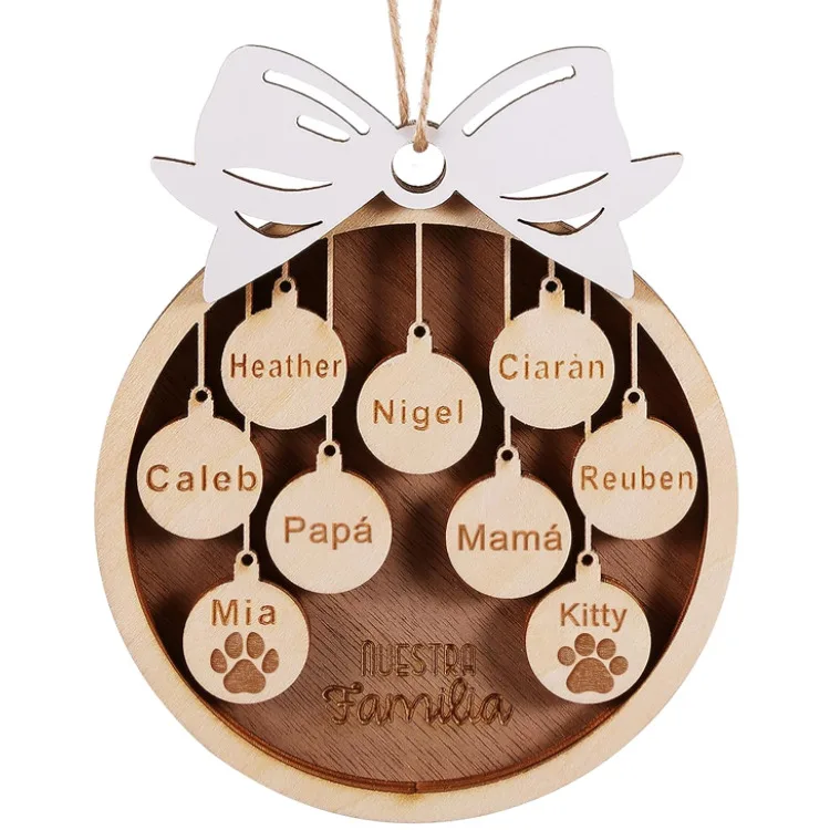 2023 Christmas Tree Wooden Ornament Christmas Ornaments Gift with Family Tree Names