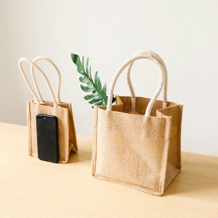 Perfectbio custom wholesale natural black beach laminated canvas used shopping button jute tote bag with printed logo