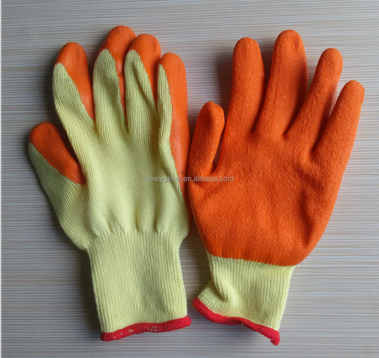 Factory Wholesale Crinkle Latex Work Gloves in 10 Gague Cotton Liner Rubber Latex Glove