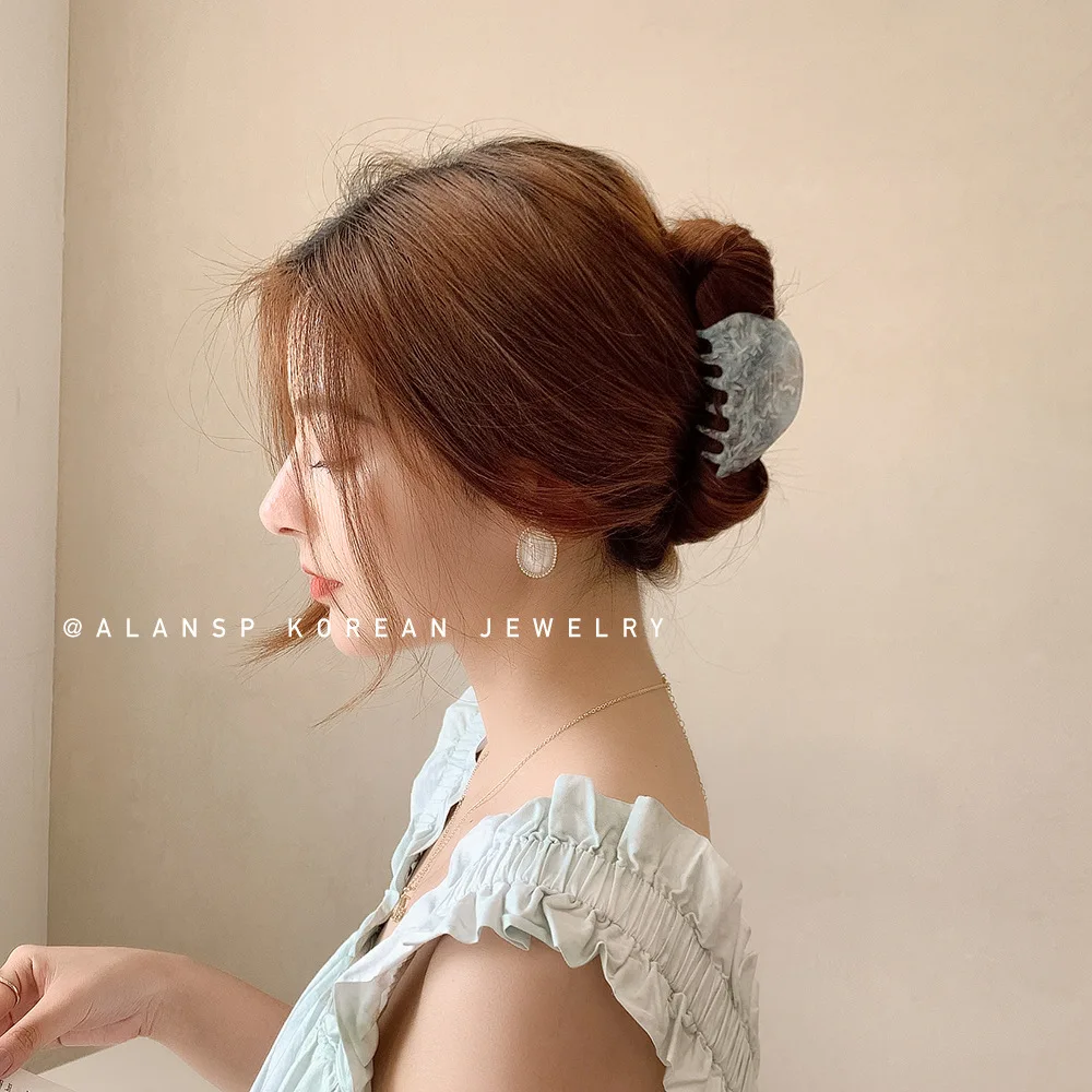 Черно-белая шахматная полукруглая задняя головка MuXi ins, захватывающий зажим, женский темперамент