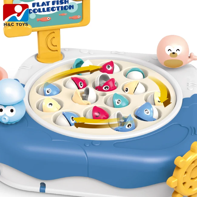 Parent-child Interactive Electric Rotate Ocean Fishing Game Toys with Music Fishing Toys
