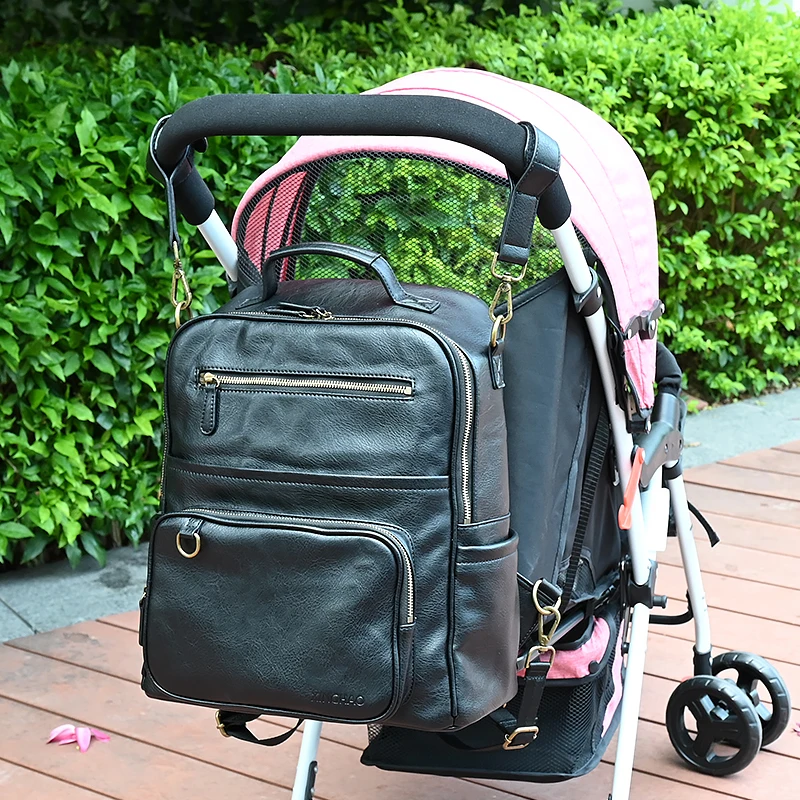 Custom mommy diaper stroller organizer storage backpack leather diaper bags for mom and baby