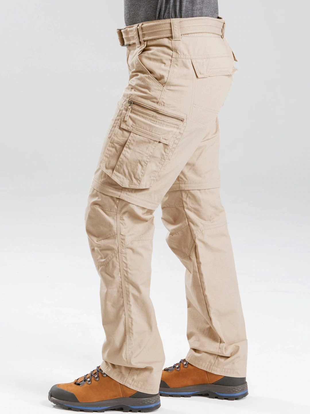 Branded 100% organic cotton khaki 8 pockets mens cargo trousers
