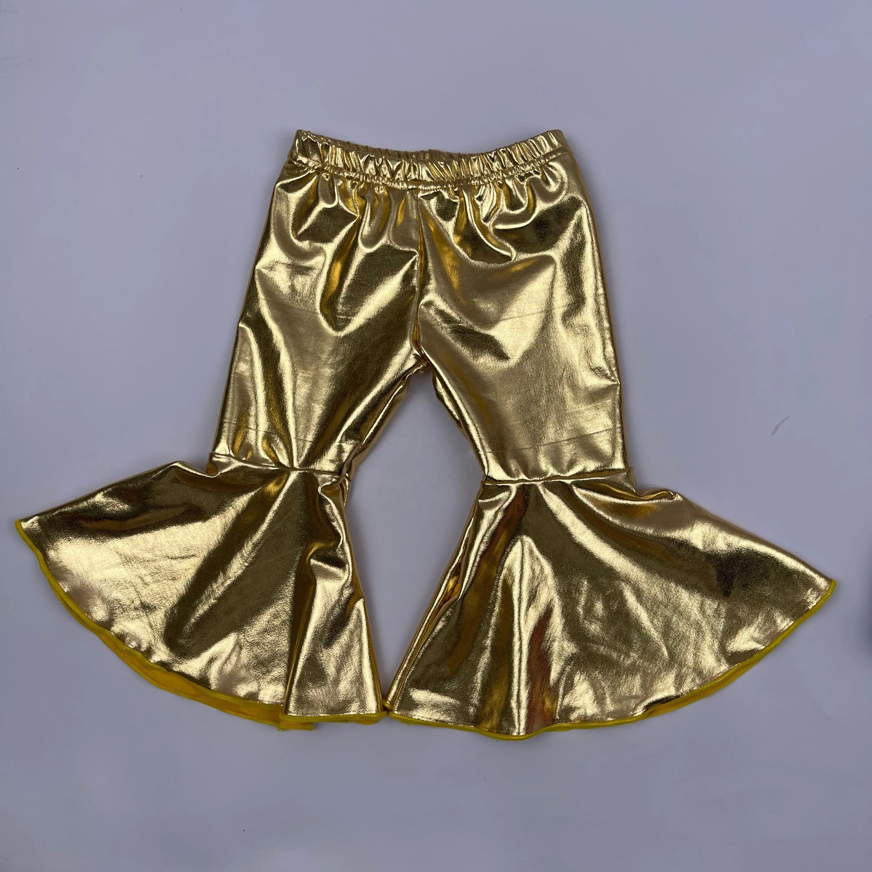 Qingli Oem Hot Sale Baby Casual Pants Toddler Baby Girl Ruffle Leggings Pu Leather Bell Bottoms Flare Pants