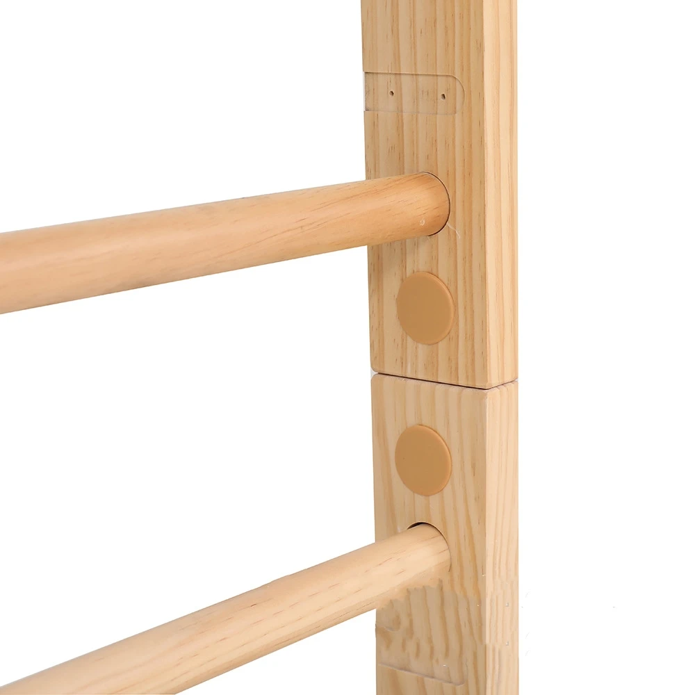 Indoor Wooden Swedish Ladder Gym Wall Hanging Rod With Wall Hanging Rod Wooden Bar