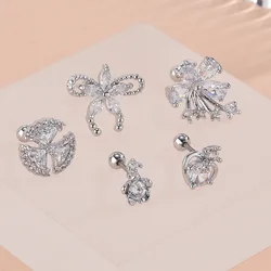 Korea Style CZ Flower Tragus Cartilag Lobe Earrings Barbell Ear Stud Helix Piercing Jewelry