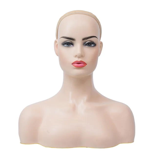 Women Realistic Mannequin Head Bust Sex Mannequin for Magasin Wig Earring Hat Display Head with Shoulders Female Mannequins