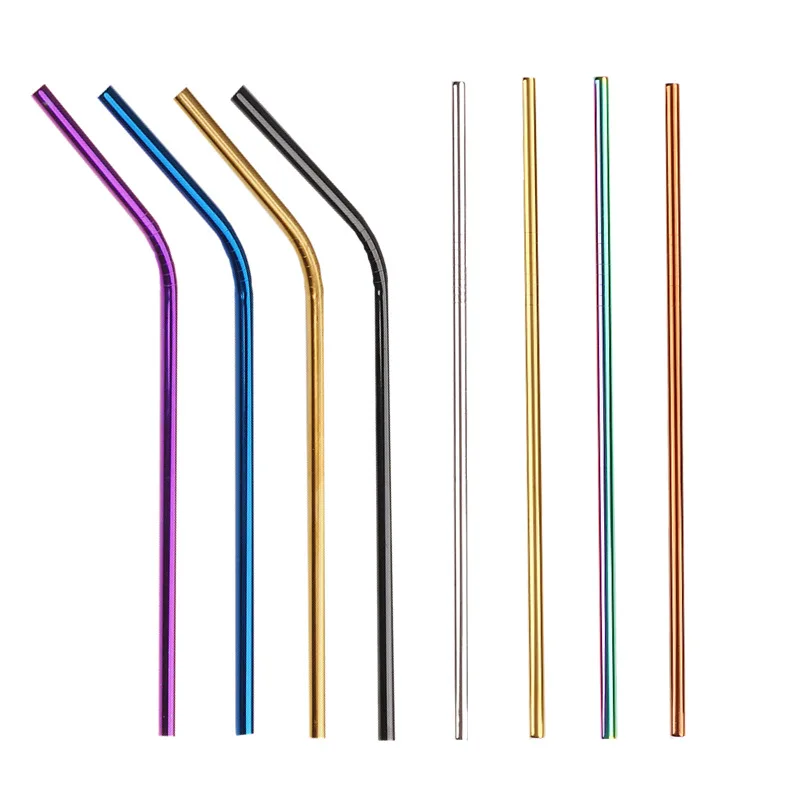 Reusable Straight Stainless Steel Metal Straw with Silicone Tips