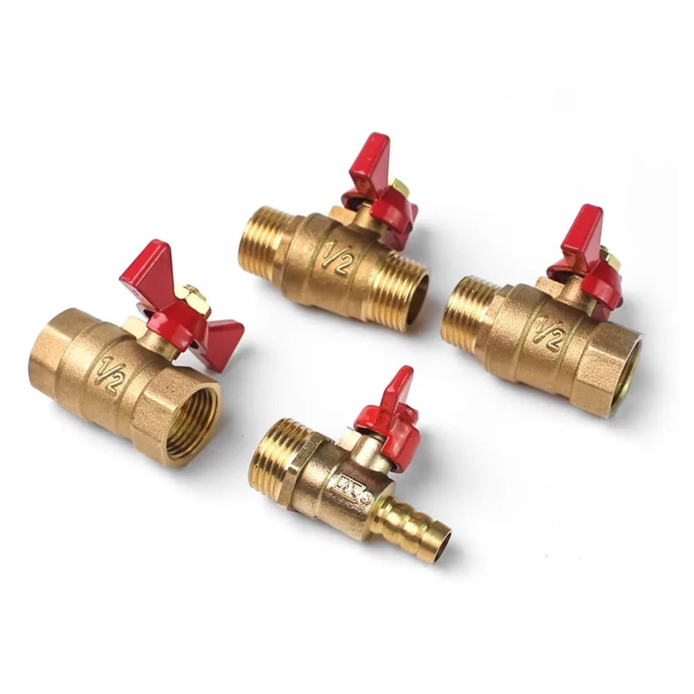 China Manufacture Brass Ball Valve DN15 Female x Female  Brass Vavlle  With Butterfly Handle