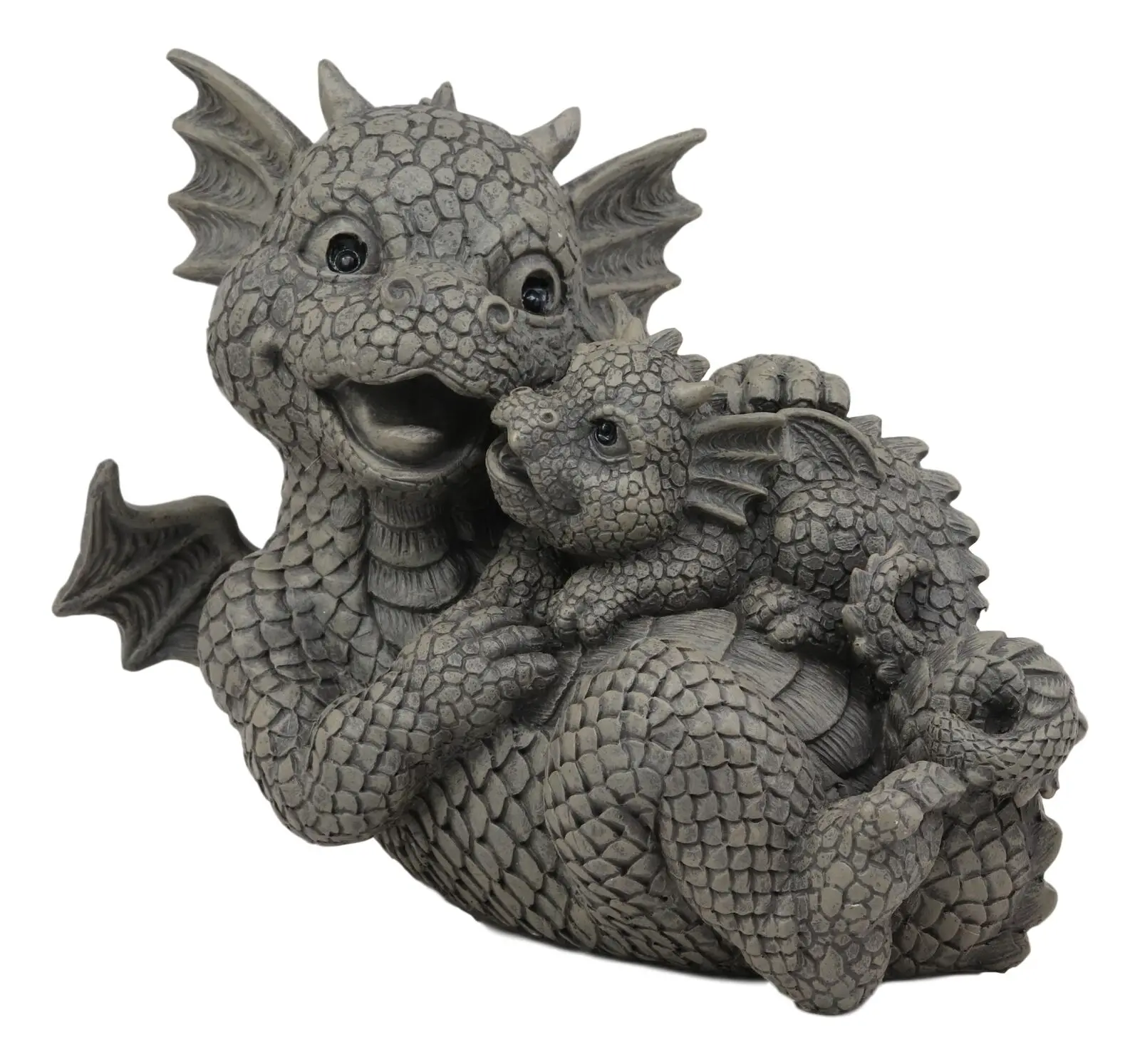 Whimsical Garden Dragon Family Mommy And Me Time Statue