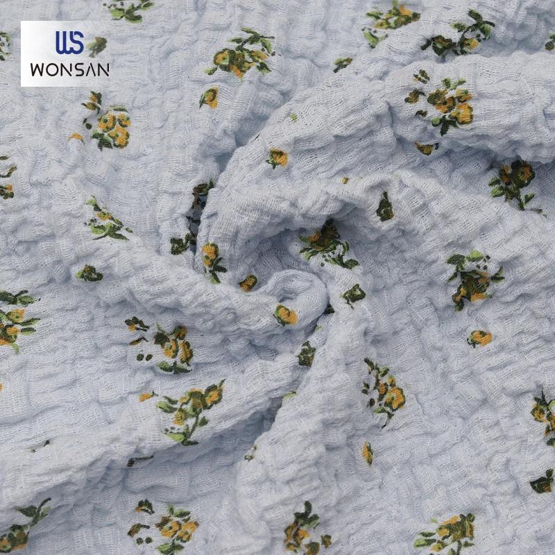 China High Quality Cotton Nylon Spandex High Elastic Core Spun Yarn Dresses Frock Cloth Warp Knitted Crepe Printing Fabric