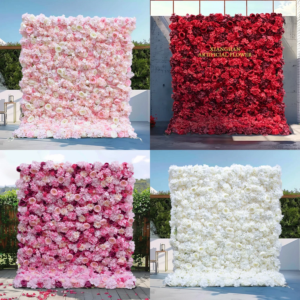 Party Decorations silk fake Flowers Wall Panel Wedding Backdrop Artificial Rose Flowers Wall Home for Wedding home decor