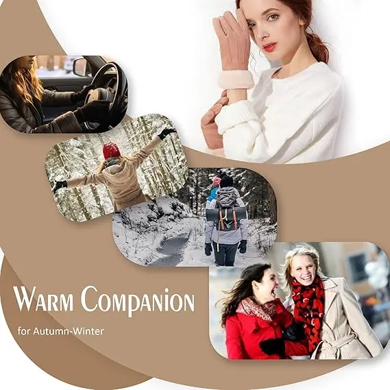 Winter Gloves For Women Touch Screen Cold Weather Thermal Warm Windproof Soft Thick Fleece Lining Glove