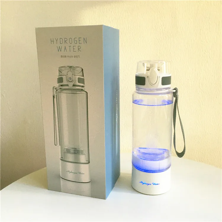 Outdoor portable 380ml Dual chamber hydrogen water bottle SPE/PEM membrane hydrogen water generator