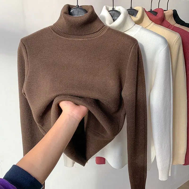 Winter Warm Fashion Turtleneck Sweater for Women Korean Brushed Mink Sweater