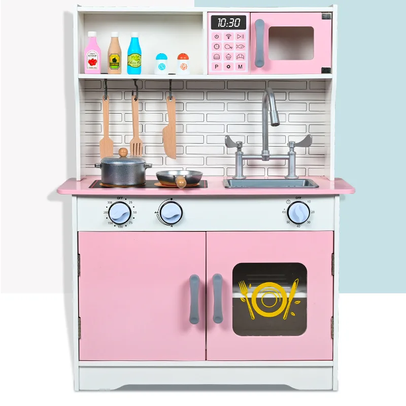 Hot Selling Custom  Role Play Set Kids Environmental friendly Wooden Kitchen Toys For Girls Toys Kitchen Play Set Cooking
