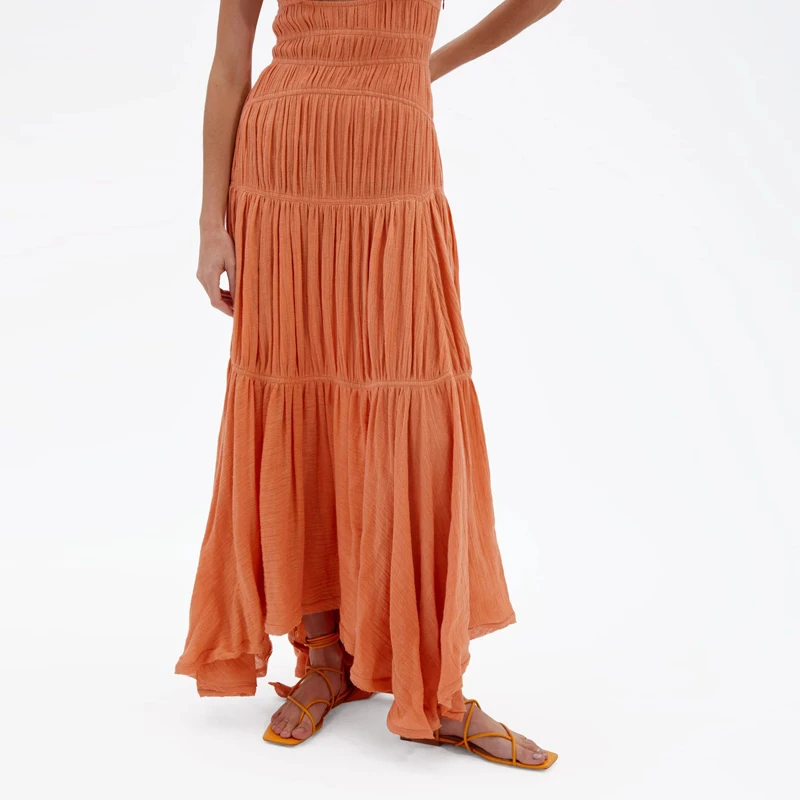 2021 Sexy Summer Outfits Linen Gauze Maxi Dress for Woman Casual Dresses