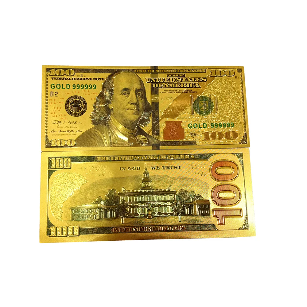 Gold foil dollar banknote with all design foil dollar currency