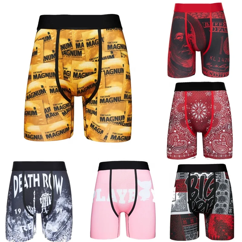 Mens Gym Shorts 2022 New Trendy Style 3D Printed Boxers Briefs Man Underwear  Swimsuits Briefs For Mens Long Leg Sports Shorts