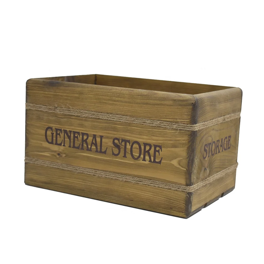 Amazon Wooden Crate for Storage Decorative Wood Boxes Home Books Clothes Toys Box Basket Bin