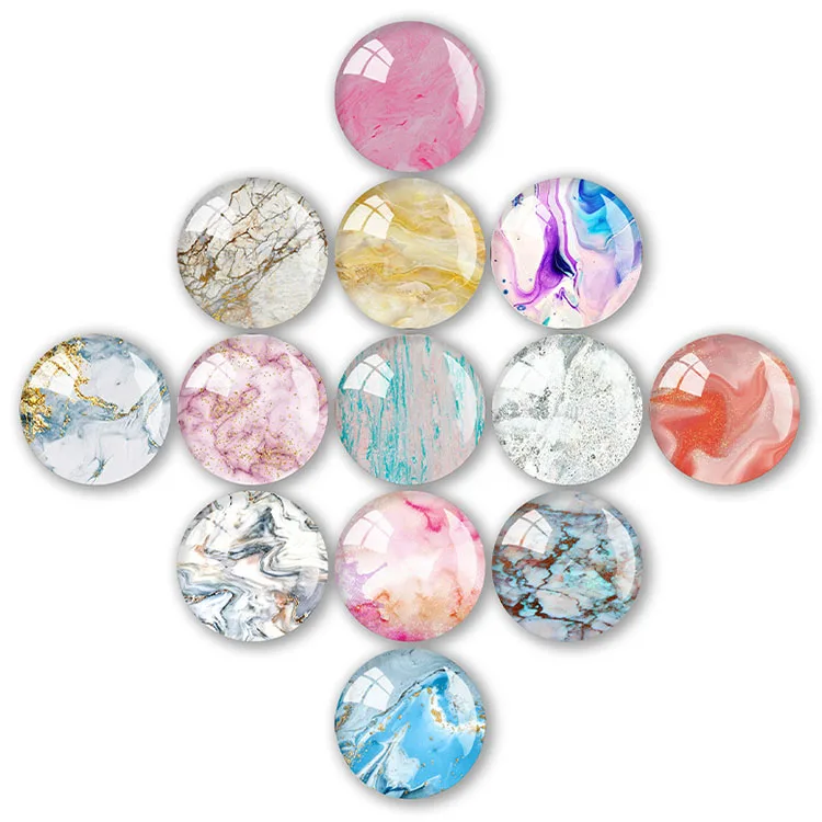 Glass Refrigerator Sticker Circular Creative Personalized Crystal Magnet Round Glass Refrigerator Magnet