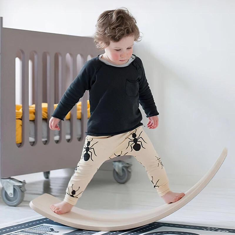 Crude Wood Kids Science Educational Toys Wooden Curved Wood Balance