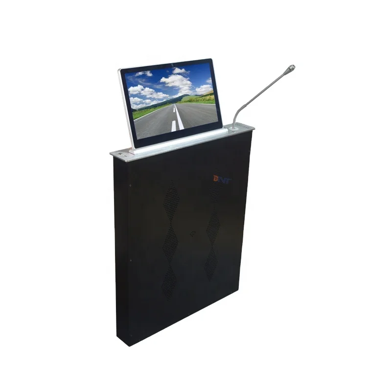 21.5 inch aluminum brushed frame motorized screen lcd  monitor lift with conference system microphone