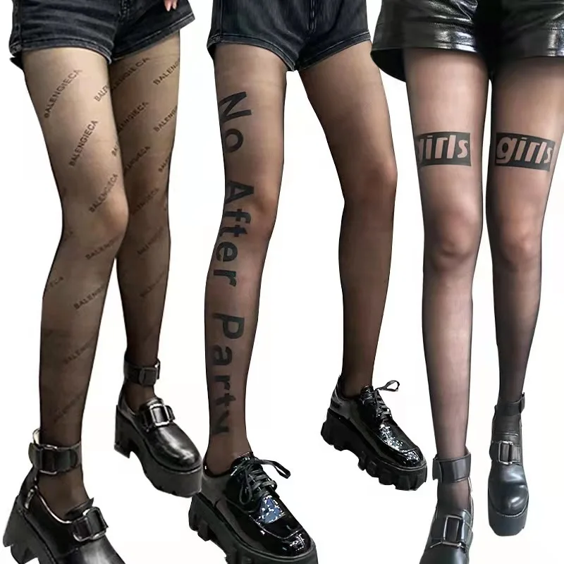 W001 2022 Women Fashion Designed Tights Pantyhose Transparent Thin Custom Printed Pantyhose