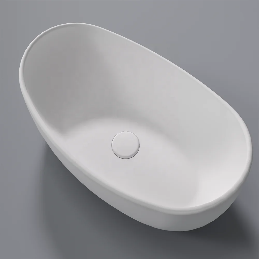 Surface-mounted washbasin be installed on wood base furniture No overflow.