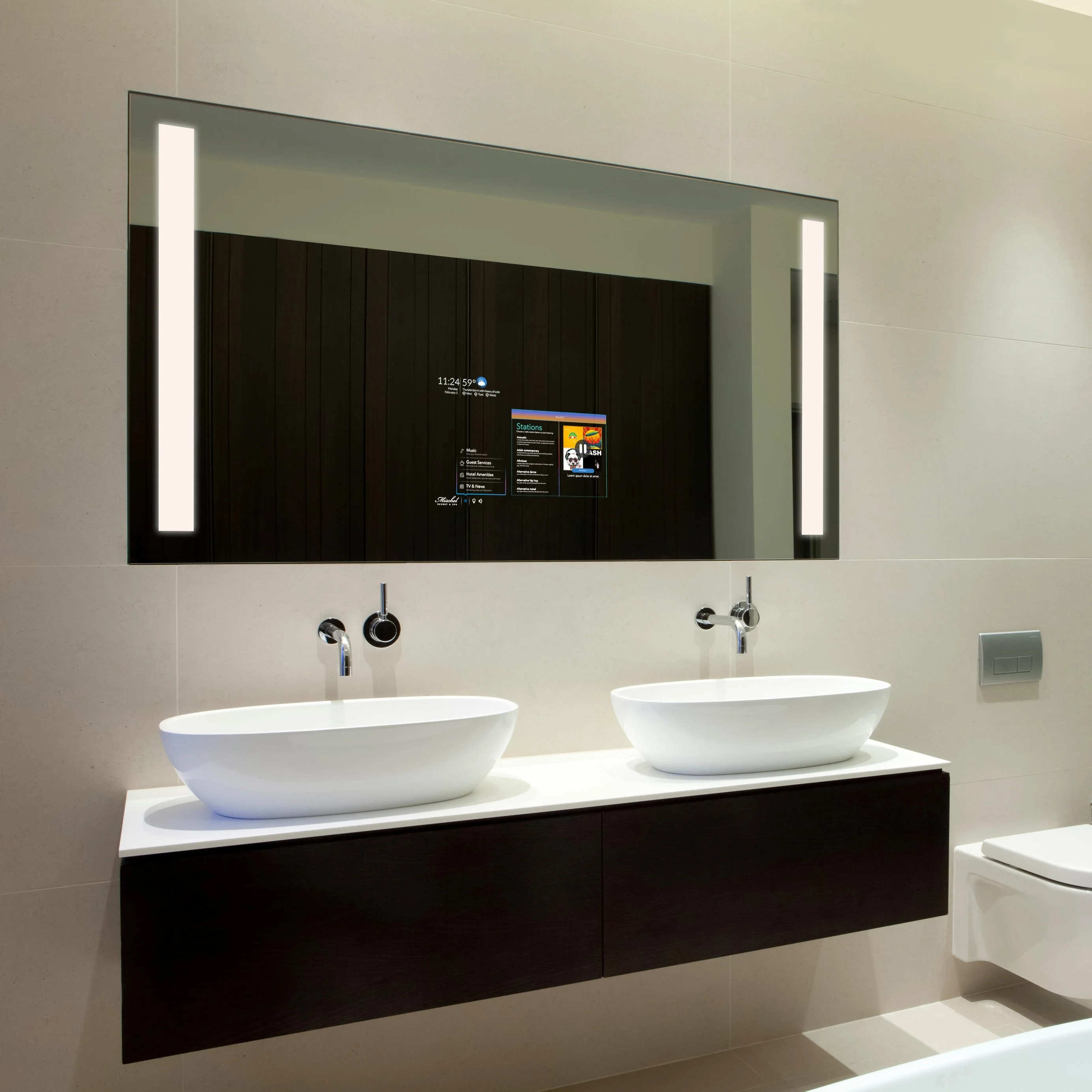 smart mirror touch screen bath+mirrors led