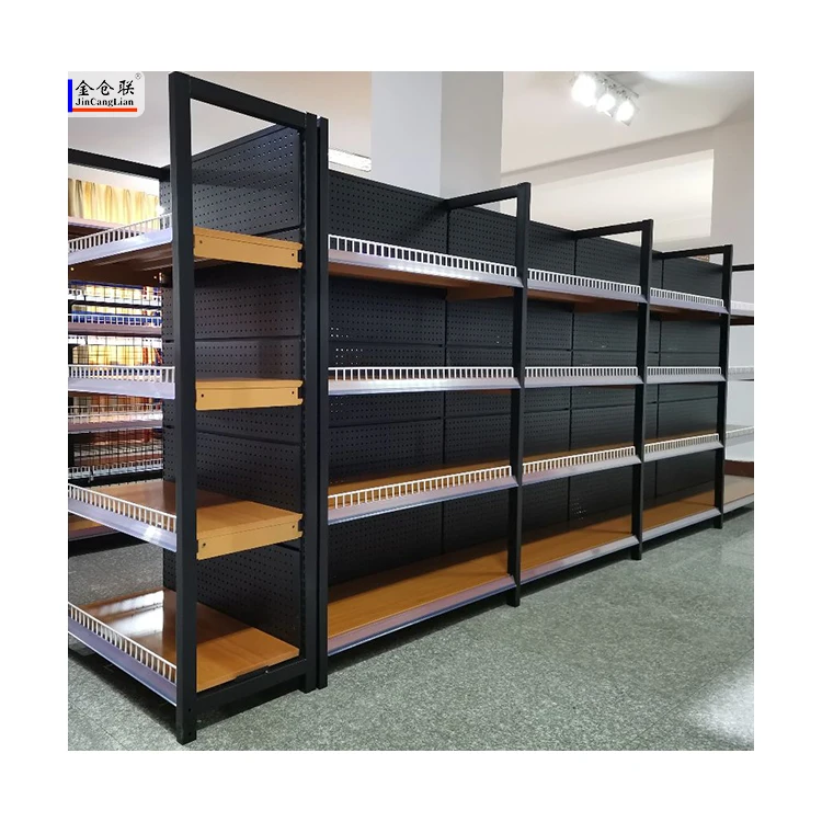 Factory Customized Metal Grocery Display Shelves Retail Store Shelves Metal Gondola Shelving For Supermarket