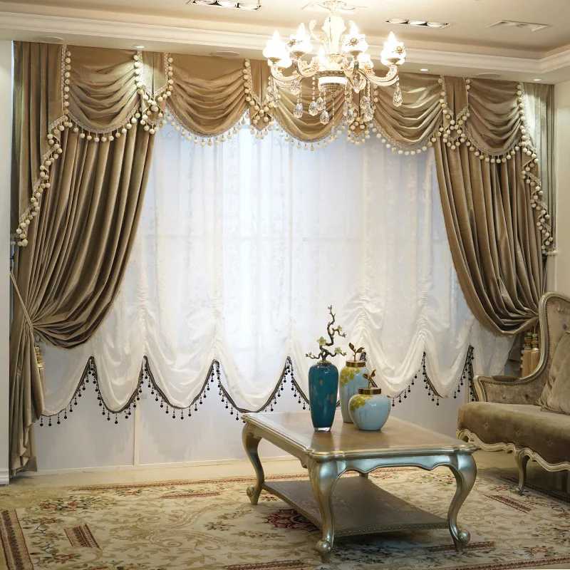 Red Purple Blue Velvet Curtains With Valance For Bedroom For The House Luxury Living Room Drapes