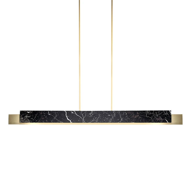 Simig lighting Italian Designer Nordic modern artistic decor black marble long strip dining bar chandelier