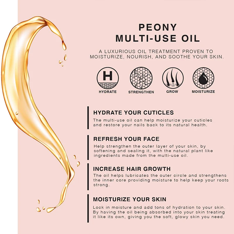 100% Virgin Daily Face Oi Body Oill  Private Label Pure and Natural Peony Essential Oil